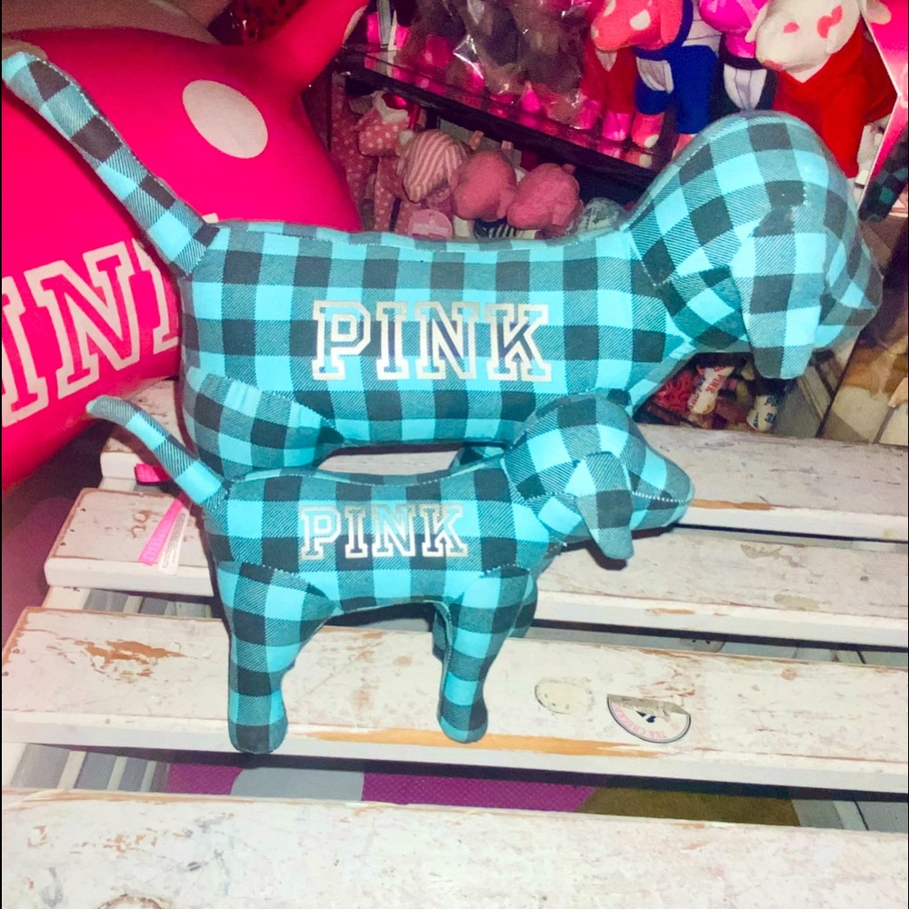 VS PINK Limited Edition Plaid Pups Large 9x13 & regular mini set SUPER HTF!!